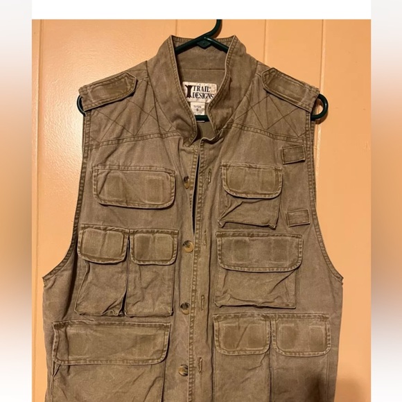 VTG Trail Designs Vest Unisex Small Tan Khaki Fishing Hunting Outdoors‎ Pockets - Picture 1 of 6